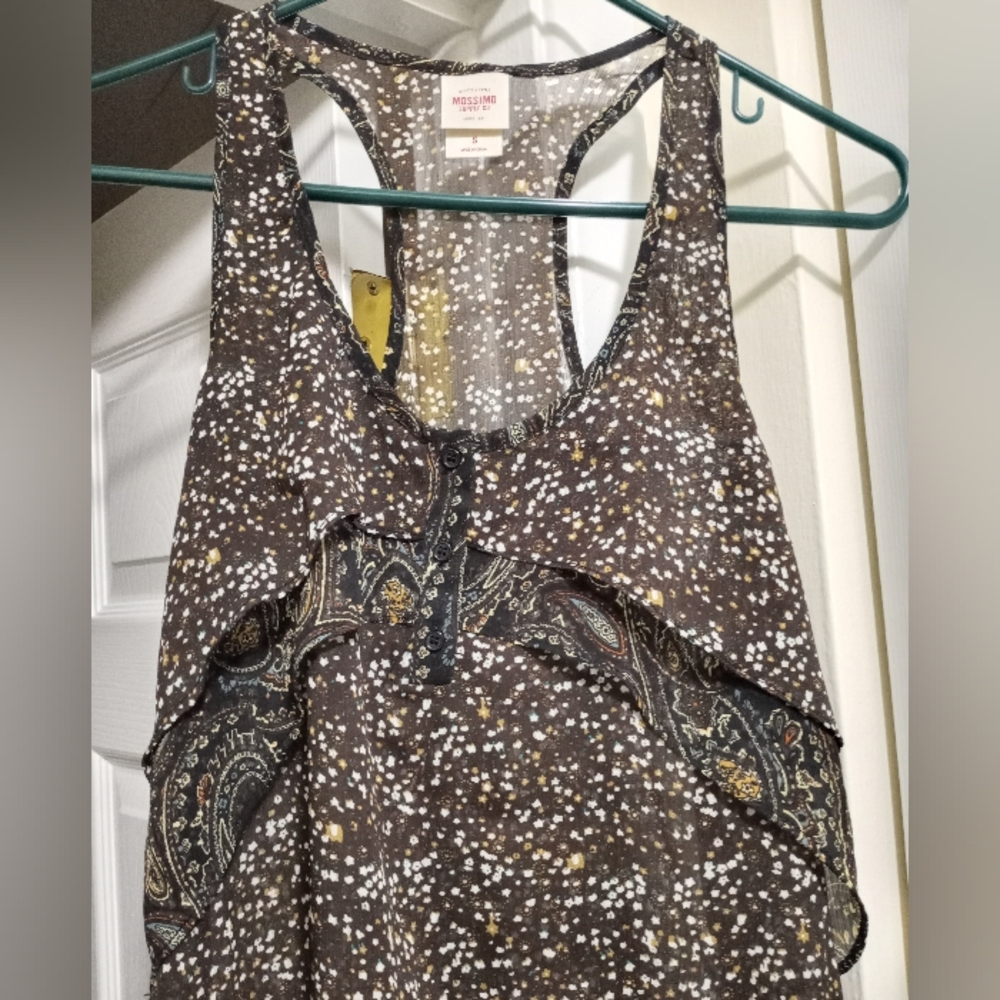 Brown Patterned Sleeveless Top - Picture 2 of 4